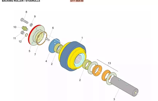 3217382680 路  BACKING ROLLER: A roller used in support or backup roles in various mechanical systems.